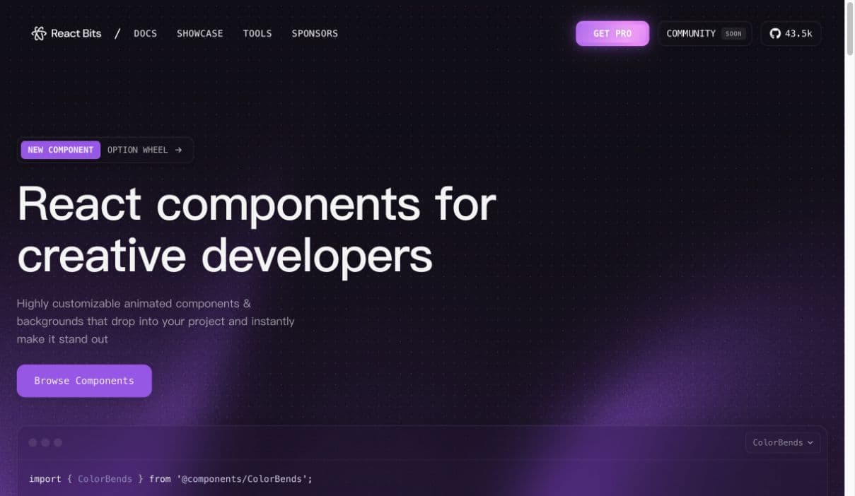 react-bits website preview