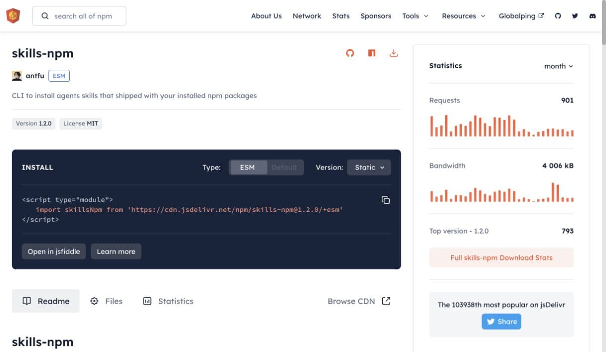 skill-npm website preview
